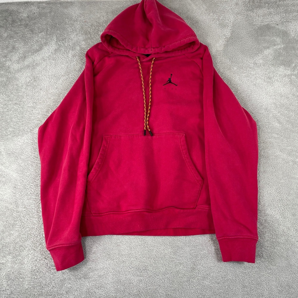 Jordan Jumpman Hoodie Mens Large Red Topographic Back Graphic Fleece Pullover